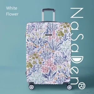 【NaSaDen】White Flower Limited Pattern Printed 22" Carry on / 26" / 29" Checked Zipper Luggage