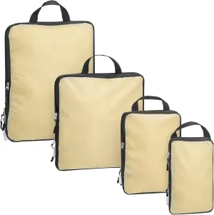 Navaris Compression Packing Cubes Set of 4 Sizes - Compressible Travel Bags for Packing - Lightweight Compression Travel Organizer - Suitcase Carry On Luggage Backpacks - Beige