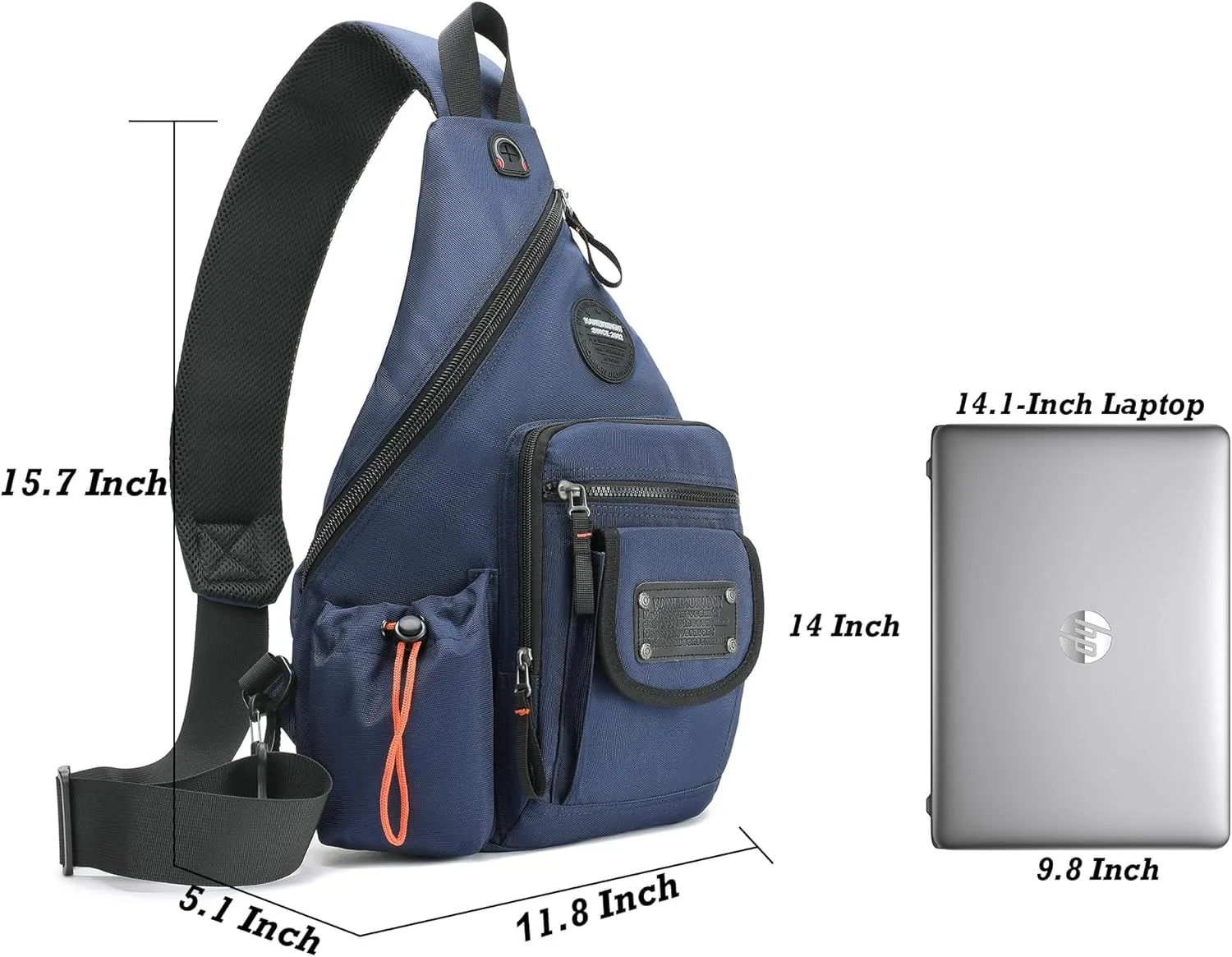 NICGID Sling Bag Backpack, 13.3'' 14.1'' Laptop Bag Crossbody Shoulder Chest Backpacks Travel Outdoors for Men Women
