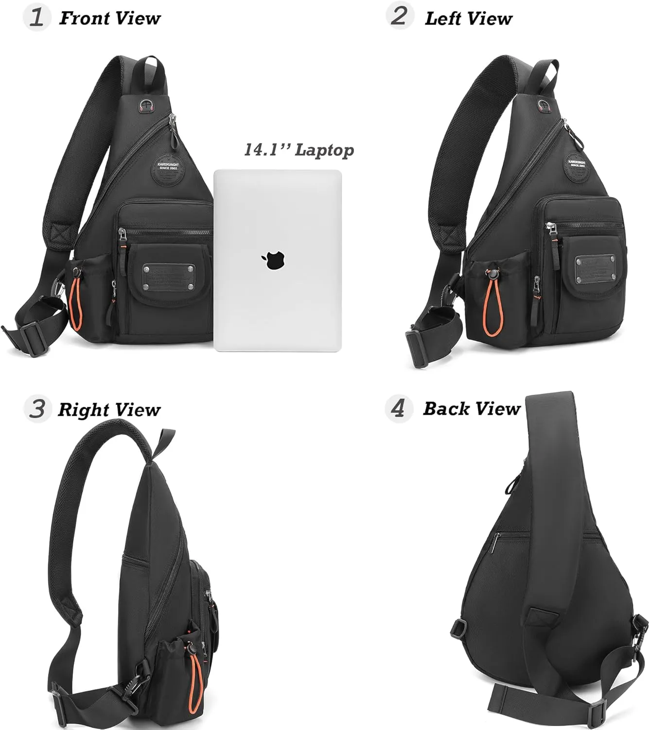 NICGID Sling Bag Backpack, 13.3'' 14.1'' Laptop Bag Crossbody Shoulder Chest Backpacks Travel Outdoors for Men Women