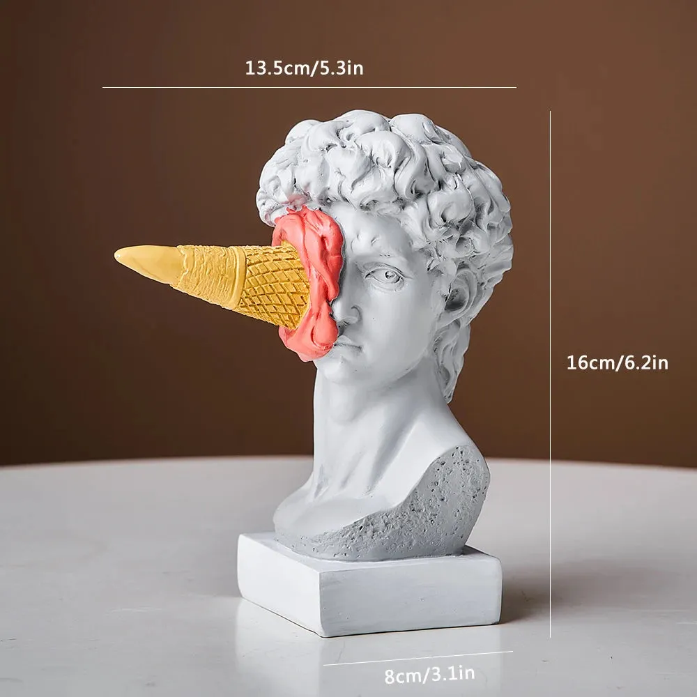 Nordic Character Sculpture Crafts Creative Ice Cream David Plaster Statue Resin Art Wine Cabinet Home Living Room Decoration