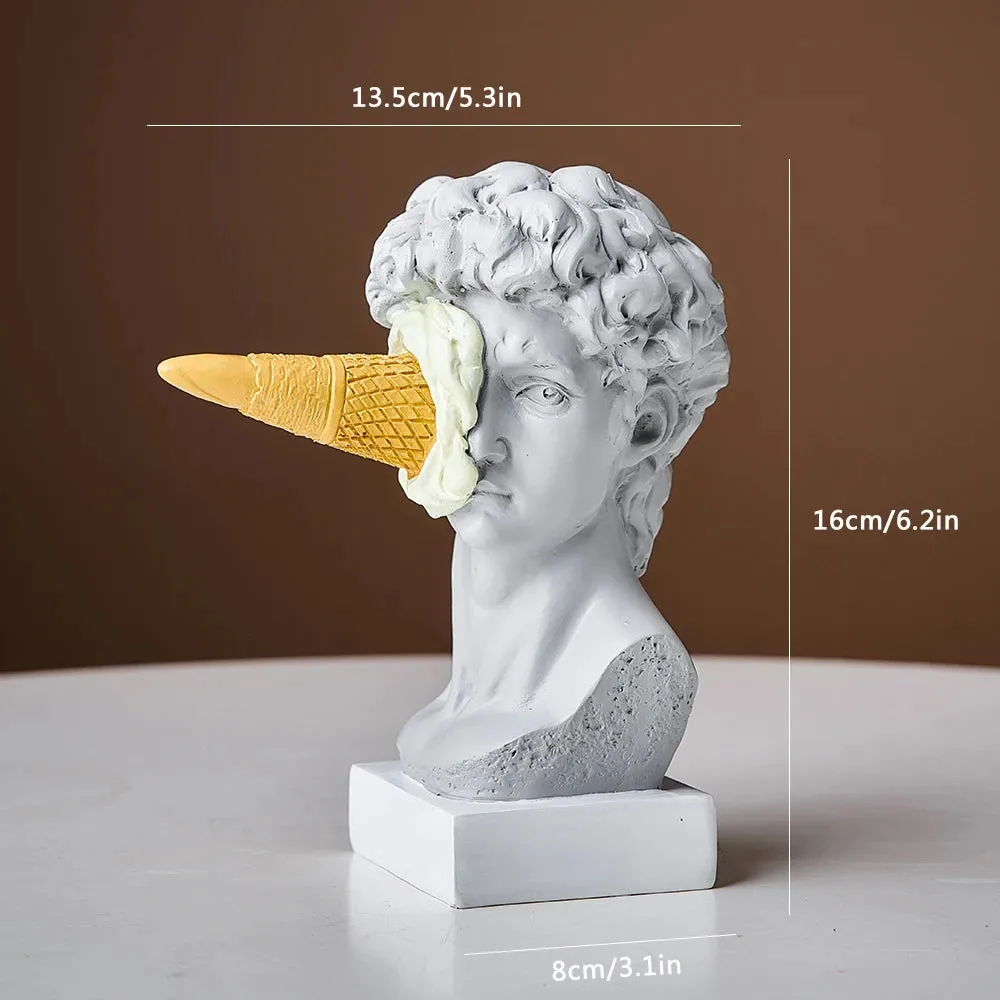 Nordic Character Sculpture Crafts Creative Ice Cream David Plaster Statue Resin Art Wine Cabinet Home Living Room Decoration