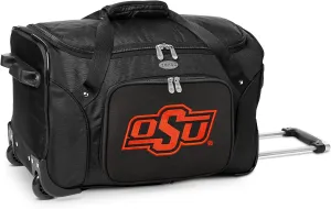 Oklahoma State University Lightweight 22-inch Wheeled Duffel Bag with Telescopic Handle - Perfect Overnight Bag for Travel, Weekend Getaways, Airports, Gym, and Commuting