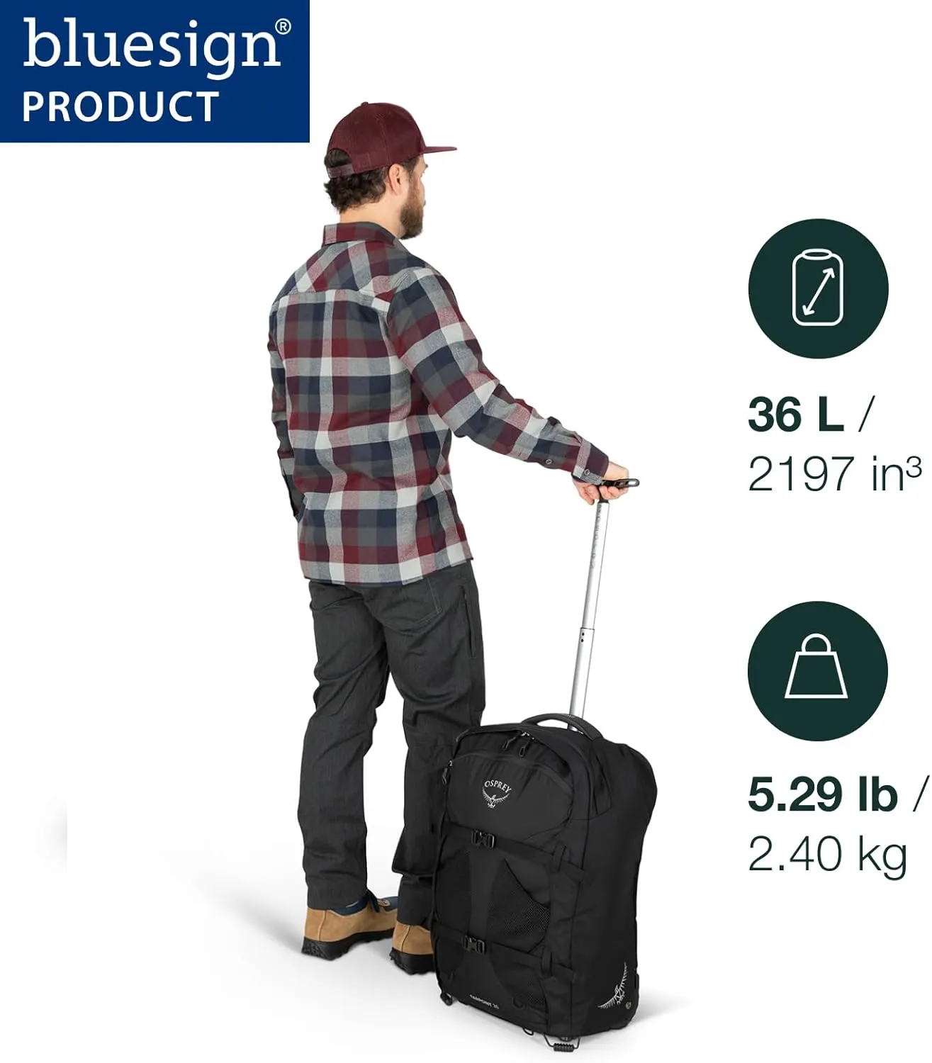 Osprey Farpoint Men's -Wheeled Travel -Pack 65L, Muted Space Blue, One Size