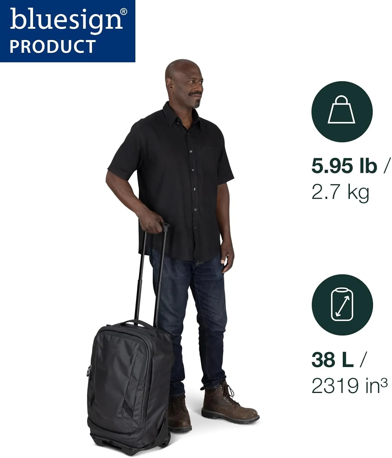Osprey Transporter Wheeled Carry-On, Raven Black