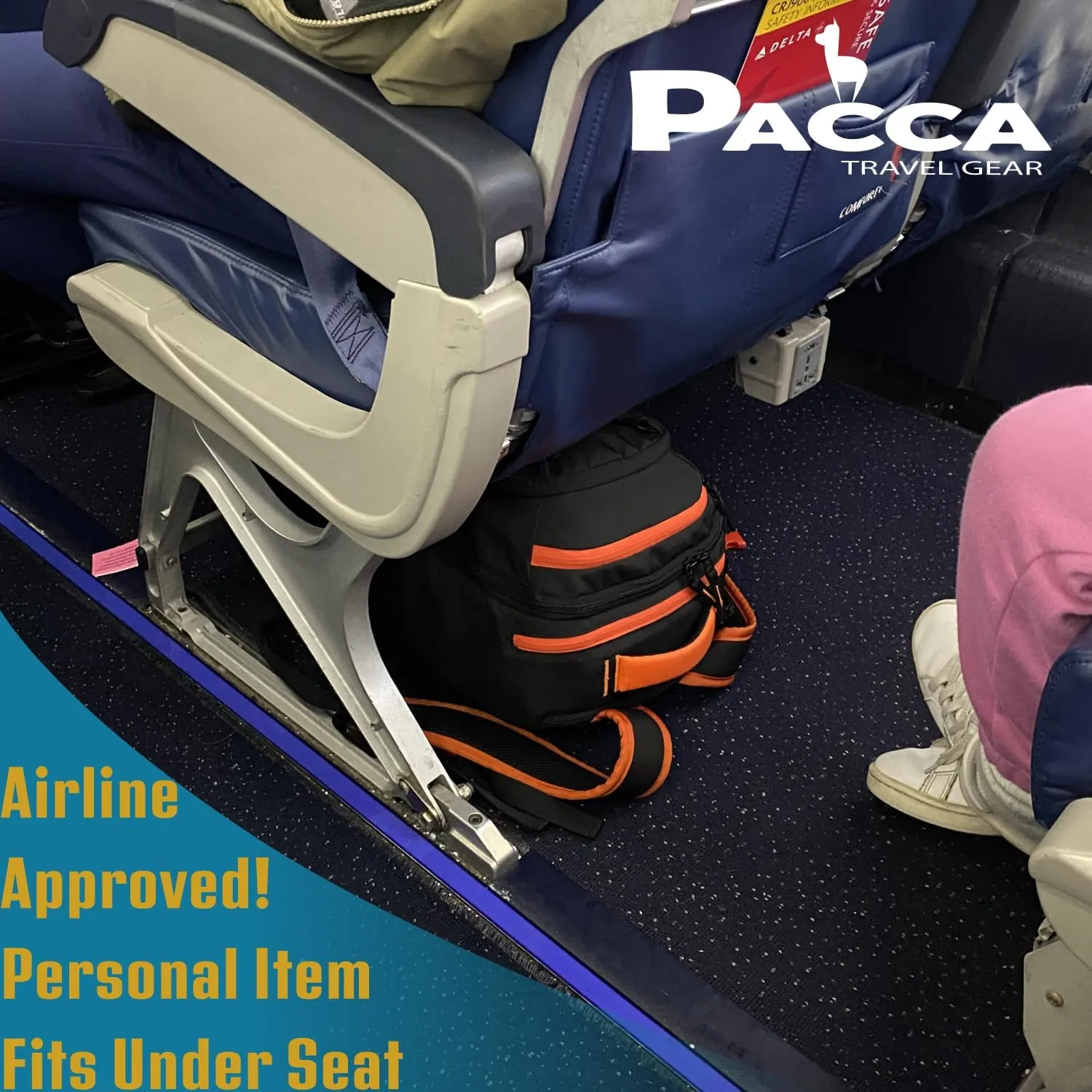 Pacca Light Travel Backpack Suitcase (Black/Blue) | 25L Carryon Luggage, Fits Under Seat | TSA, Airport, Airline Flight Approved Personal Item Under 18x14x8 | Weekend Overnight Bag
