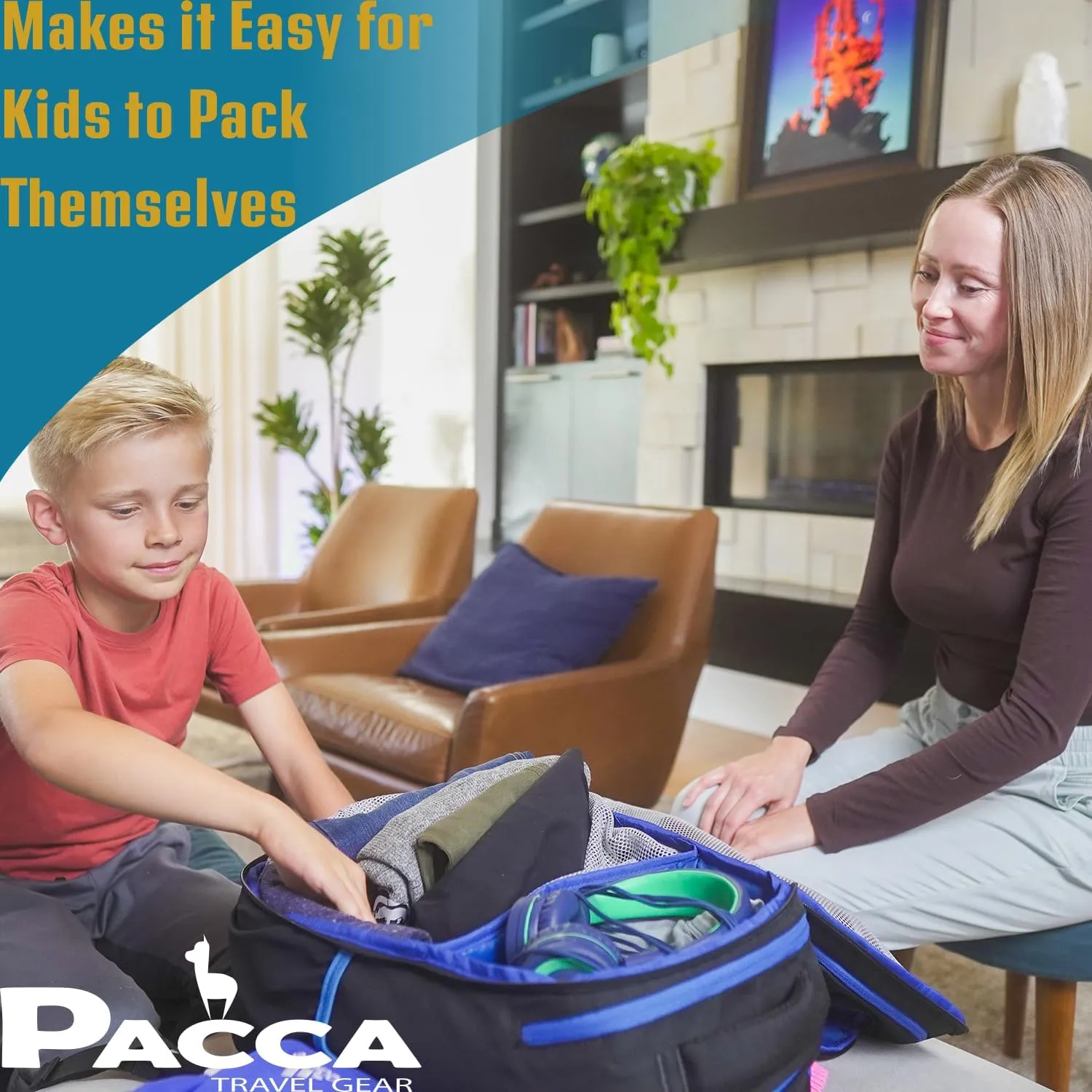 Pacca Light Travel Backpack Suitcase (Black/Blue) | 25L Carryon Luggage, Fits Under Seat | TSA, Airport, Airline Flight Approved Personal Item Under 18x14x8 | Weekend Overnight Bag