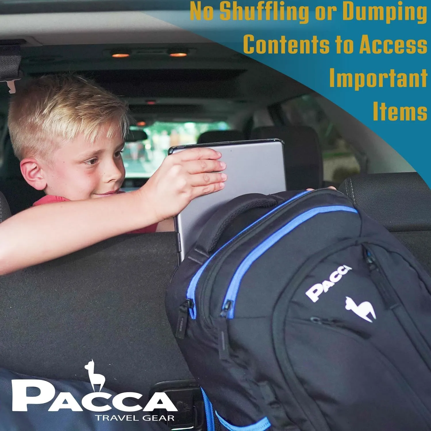Pacca Light Travel Backpack Suitcase (Black/Blue) | 25L Carryon Luggage, Fits Under Seat | TSA, Airport, Airline Flight Approved Personal Item Under 18x14x8 | Weekend Overnight Bag