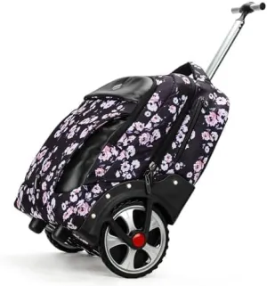 PINKSHE'S Rolling Backpack,Backpack with Wheels for Business,Wheeled Backpack Waterproof Travel Commuter for Adults,Fit 17inch Laptop (Floral, 20inch)