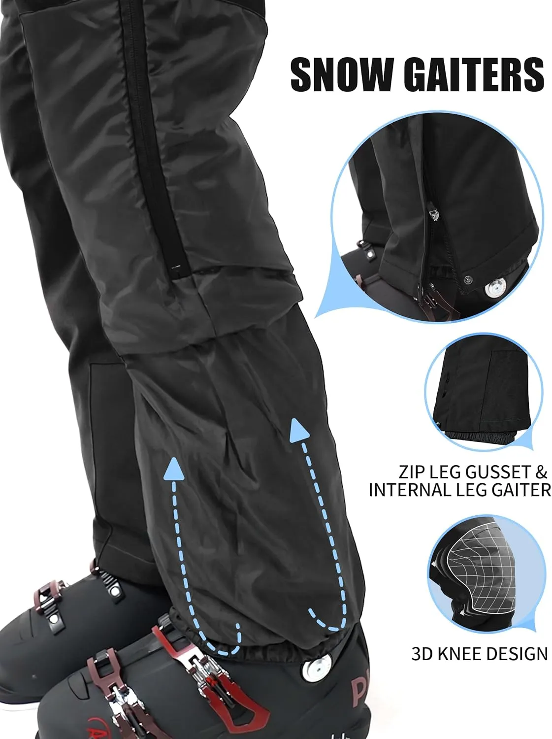Pioneer Camp Women's Snow Pants Ski Bibs Waterproof Insulated Snowboard Overalls Winter Cargo Hiking Pants with Suspenders