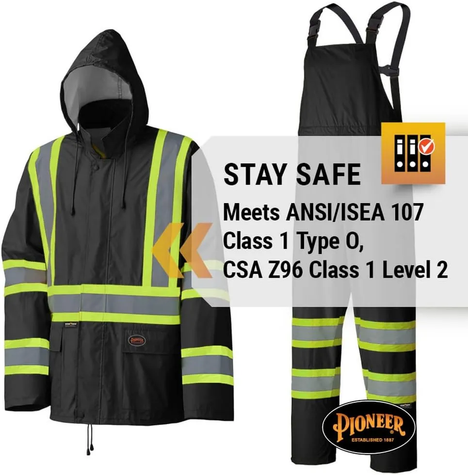 Pioneer Hi Vis Lightweight Waterproof Safety Rain Suit - Reflective Work Rain Gear for Men and Women