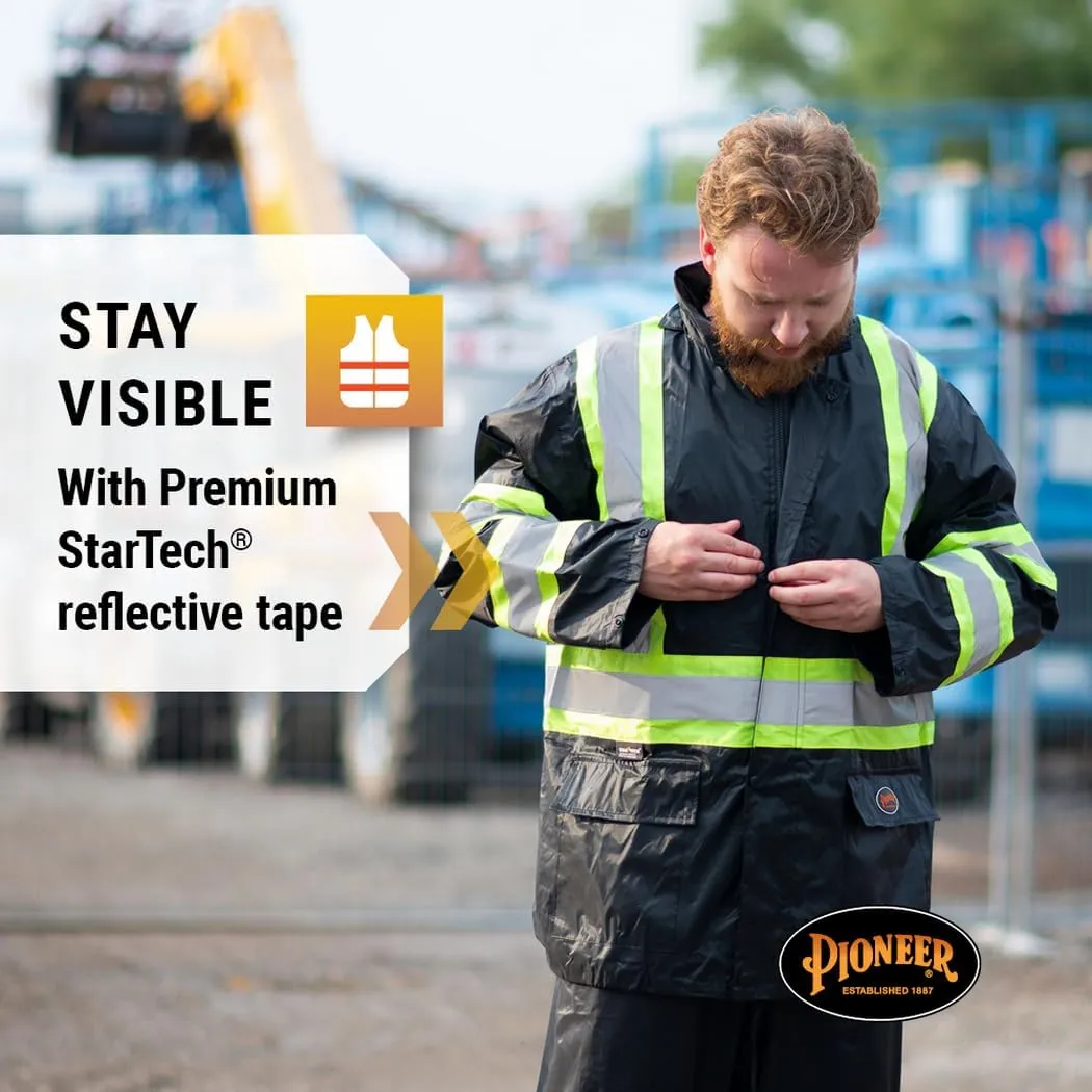 Pioneer Hi Vis Lightweight Waterproof Safety Rain Suit - Reflective Work Rain Gear for Men and Women