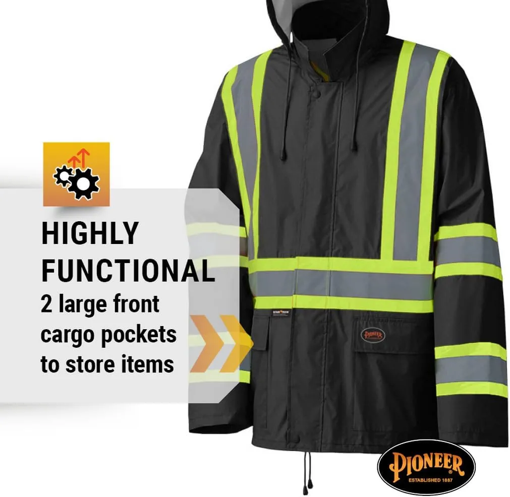 Pioneer Hi Vis Lightweight Waterproof Safety Rain Suit - Reflective Work Rain Gear for Men and Women