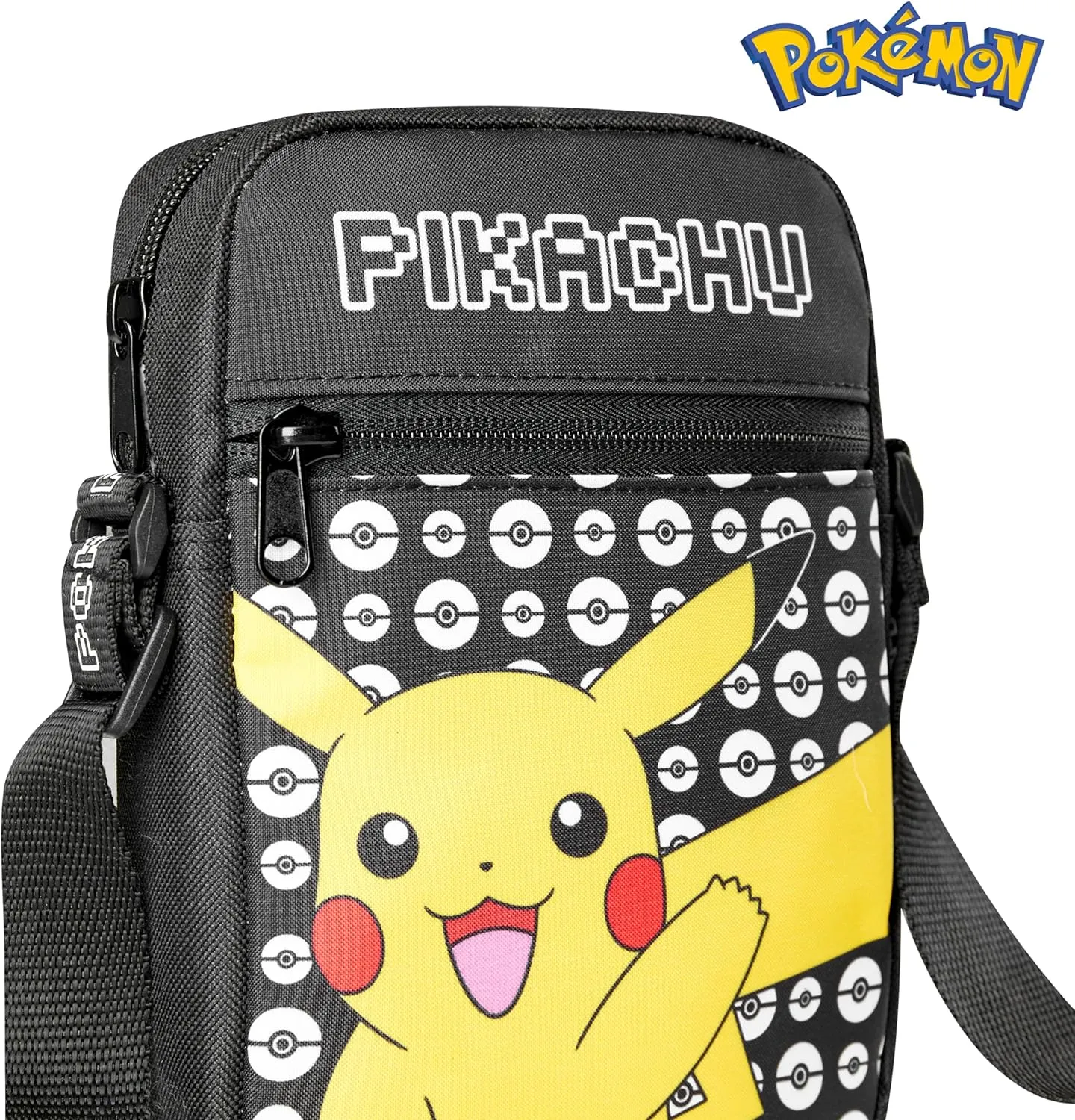 Pokemon Shoulder Bag Cross Body Bag for Kids - Adjustable Strap Kids Pikachu Small Travel Bag - Gamer Gifts (Black Pikachu)
