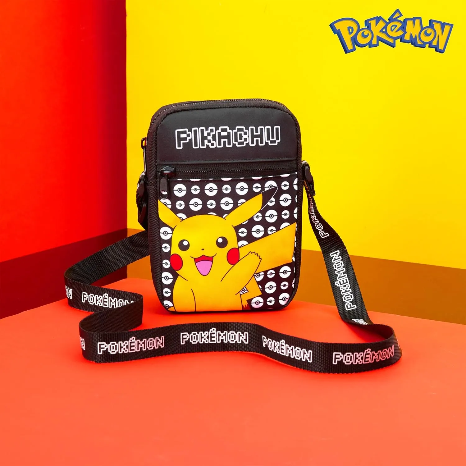 Pokemon Shoulder Bag Cross Body Bag for Kids - Adjustable Strap Kids Pikachu Small Travel Bag - Gamer Gifts (Black Pikachu)