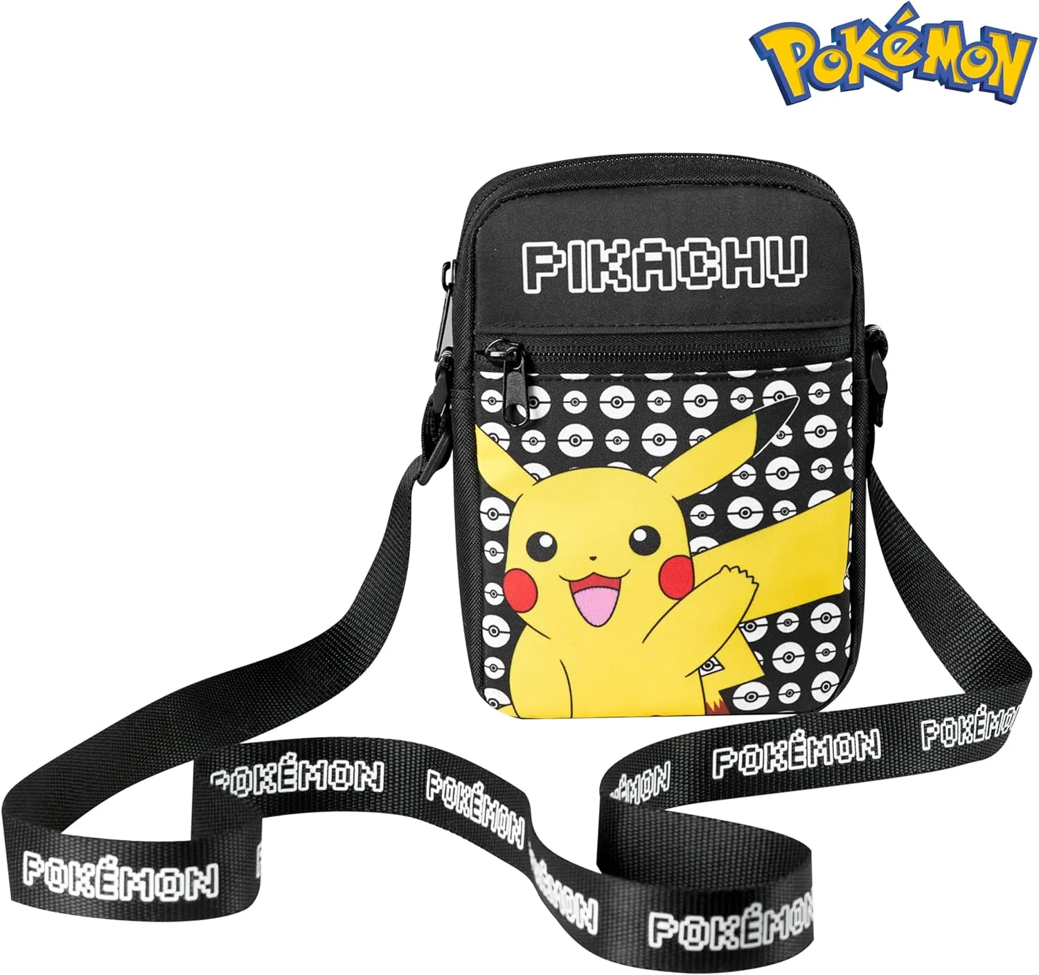 Pokemon Shoulder Bag Cross Body Bag for Kids - Adjustable Strap Kids Pikachu Small Travel Bag - Gamer Gifts (Black Pikachu)