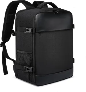 Politesse & Romance Carry on Backpack Travel Cabin Bag Fit 15.6inch Laptop Bag for Men Women Water Resistant Lightweight Daypack for Flight (Black 20L)