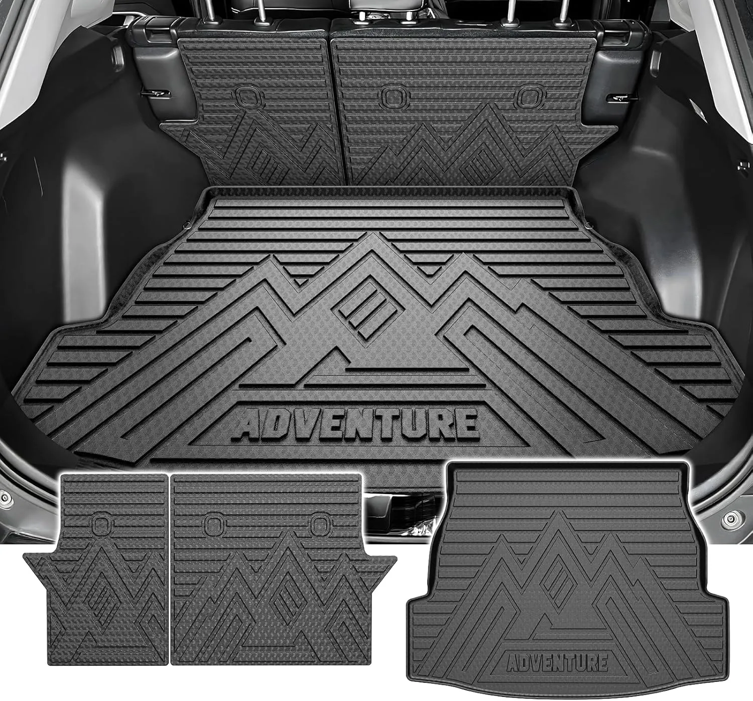 Powerty Cargo Mats with Backrest Mat for Toyota RAV4 2019-2025 Accessories(Include Hybrid&Gasoline), All Weather TPE Cargo Trunk Liners with Seat Back Mat Replacement for RAV4 (Trunk Mat Backrest Mat)