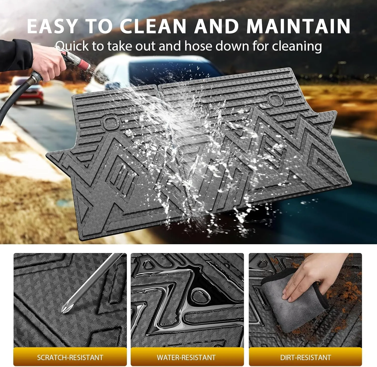 Powerty Cargo Mats with Backrest Mat for Toyota RAV4 2019-2025 Accessories(Include Hybrid&Gasoline), All Weather TPE Cargo Trunk Liners with Seat Back Mat Replacement for RAV4 (Trunk Mat Backrest Mat)