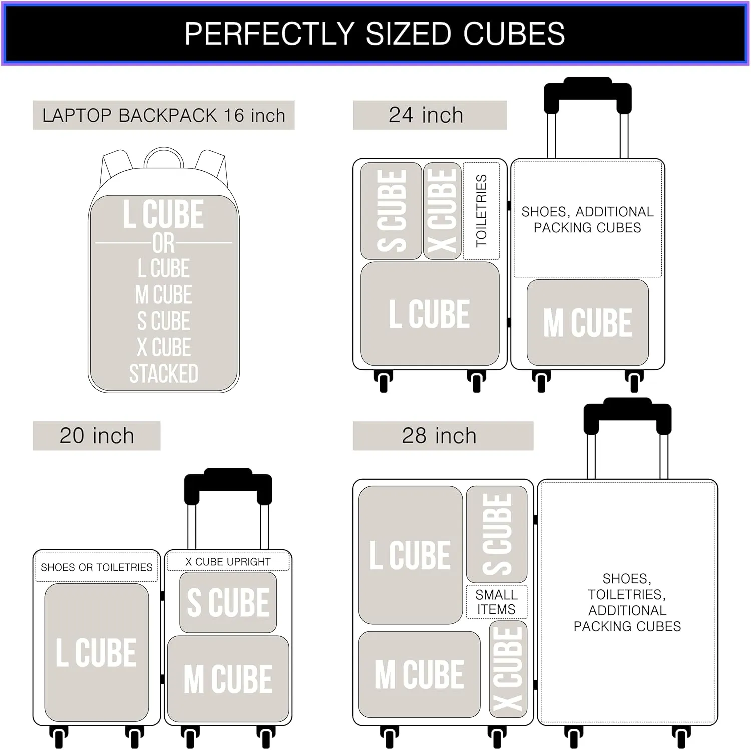 Premium Ultralight Compression Packing Cubes for Travel - Bag Factor Luggage Organizer Set (Grey - 5 Set)