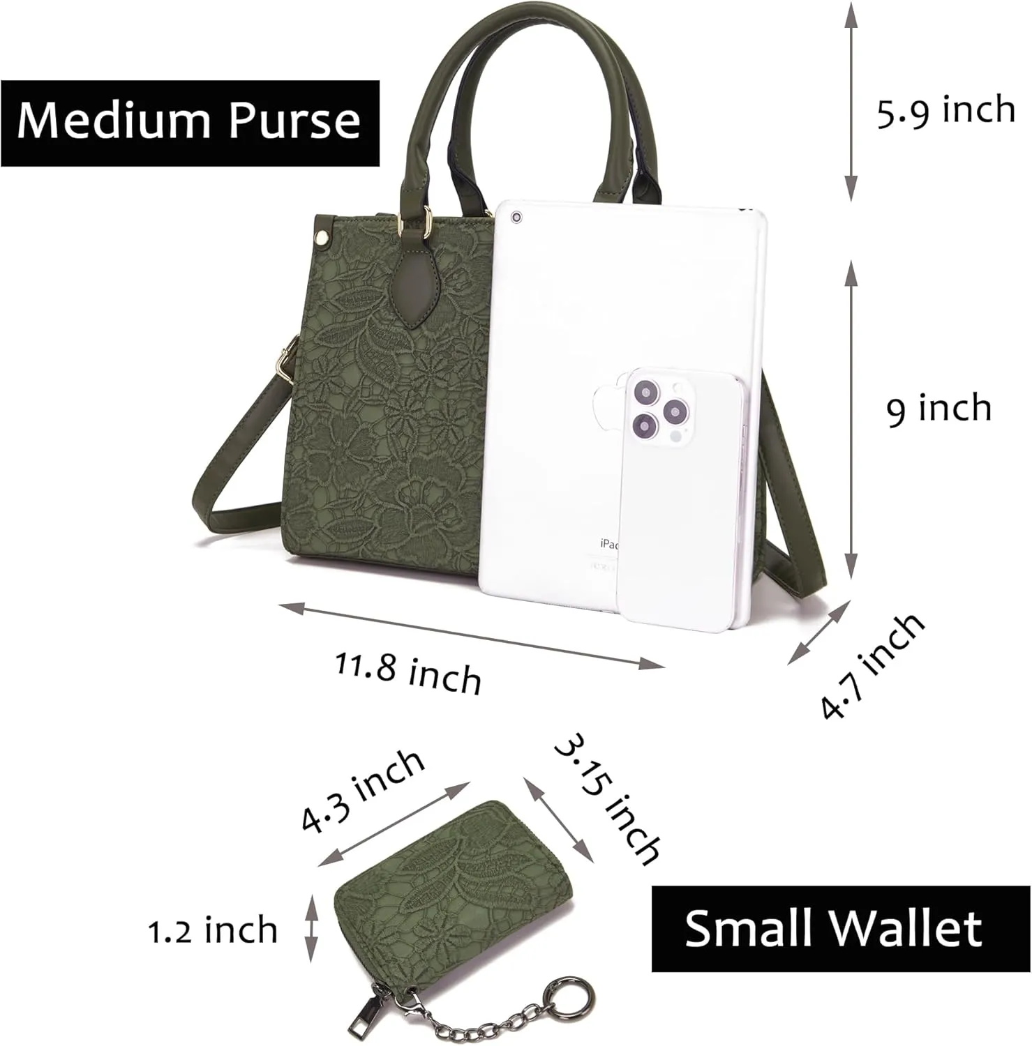 Qiyuer Medium Handbags For Women Vegan Leather Purses Set Satchel Tote Bags With Matching Wallet 2pcs