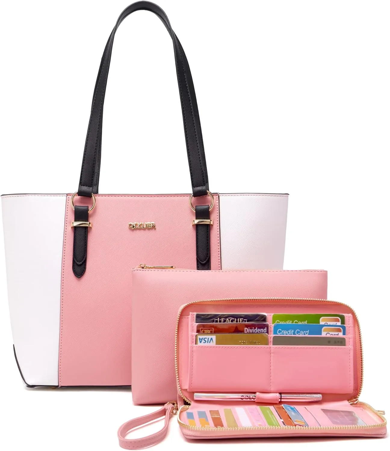 Qiyuer Women Purses Handbags Wallet Sets Shoulder Bags Top Handle Satchel Tote Purse Work Bag Set With Matching Wallet 3pcs