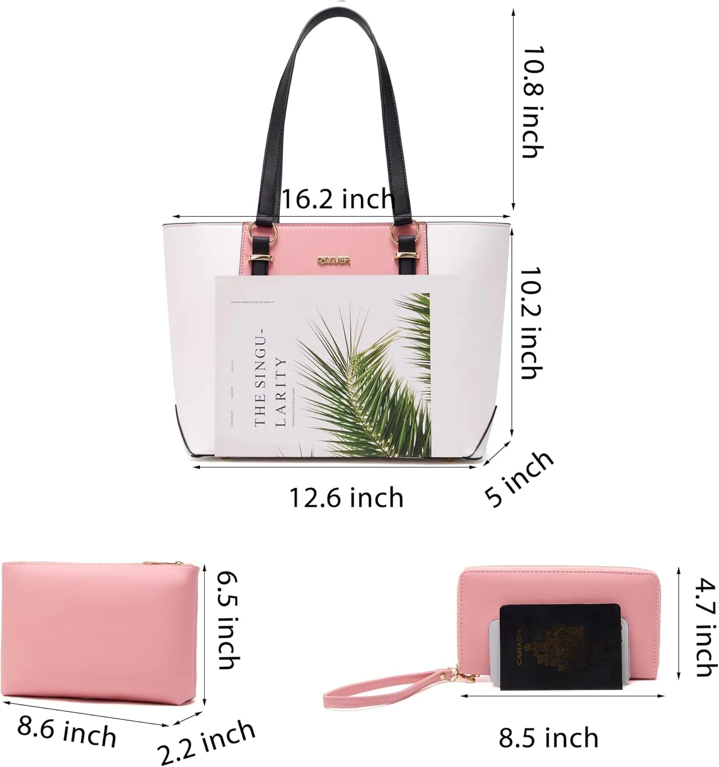 Qiyuer Women Purses Handbags Wallet Sets Shoulder Bags Top Handle Satchel Tote Purse Work Bag Set With Matching Wallet 3pcs