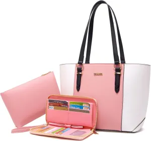 Qiyuer Women Purses Handbags Wallet Sets Shoulder Bags Top Handle Satchel Tote Purse Work Bag Set With Matching Wallet 3pcs