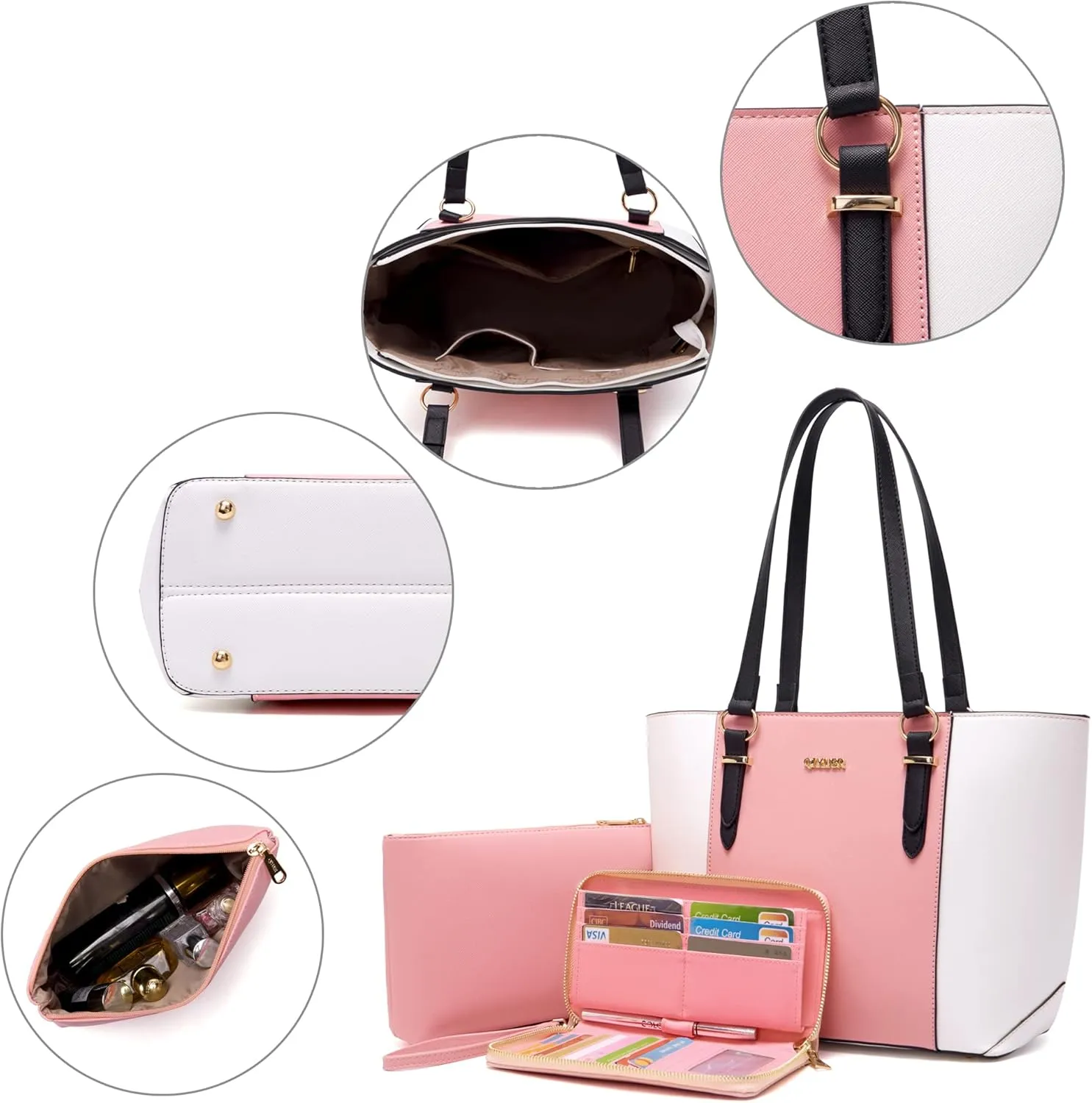 Qiyuer Women Purses Handbags Wallet Sets Shoulder Bags Top Handle Satchel Tote Purse Work Bag Set With Matching Wallet 3pcs