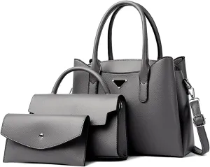 Real Genuine Leather Versatile 3-Piece Handbag Set For Women Tote Bag With Matching handbag and Clutch For Women