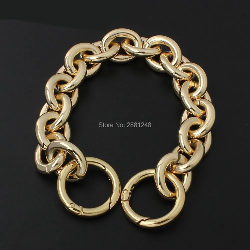 Realaiot 24mm thick round aluminum chain  spring ring Light weight bags strap bag parts handles easy matching Accessory Handbag Straps