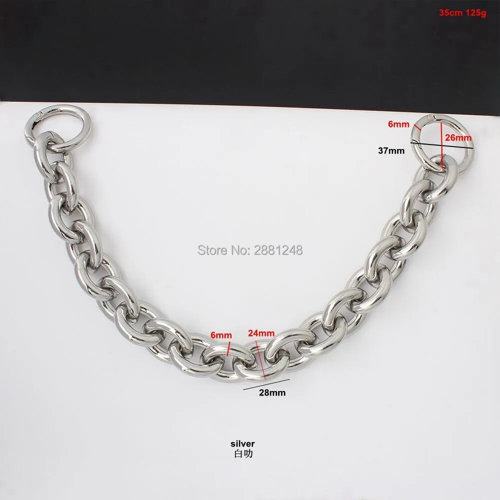 Realaiot 24mm thick round aluminum chain  spring ring Light weight bags strap bag parts handles easy matching Accessory Handbag Straps