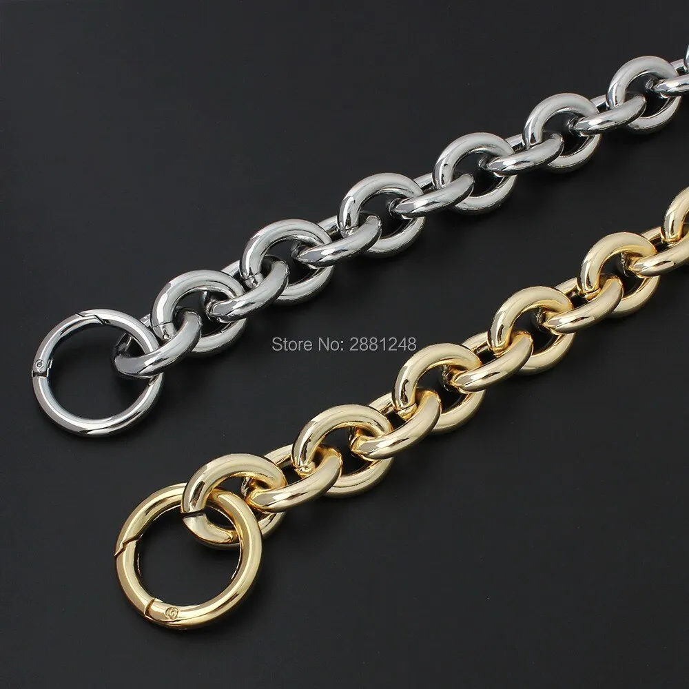 Realaiot 24mm thick round aluminum chain  spring ring Light weight bags strap bag parts handles easy matching Accessory Handbag Straps