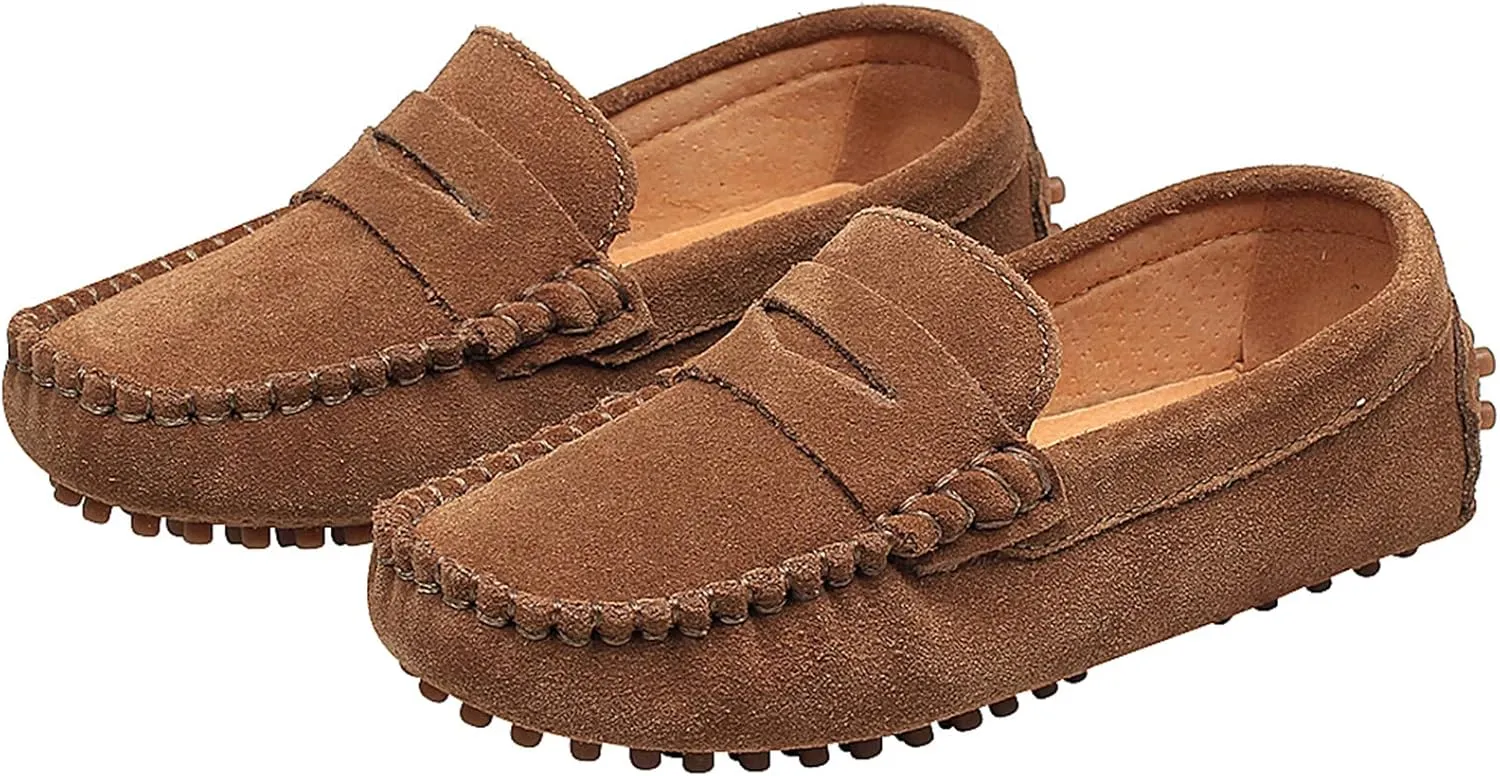 rismart Boys Girls Slip on Loafers Casual Flat Kids Moccasin Slippers