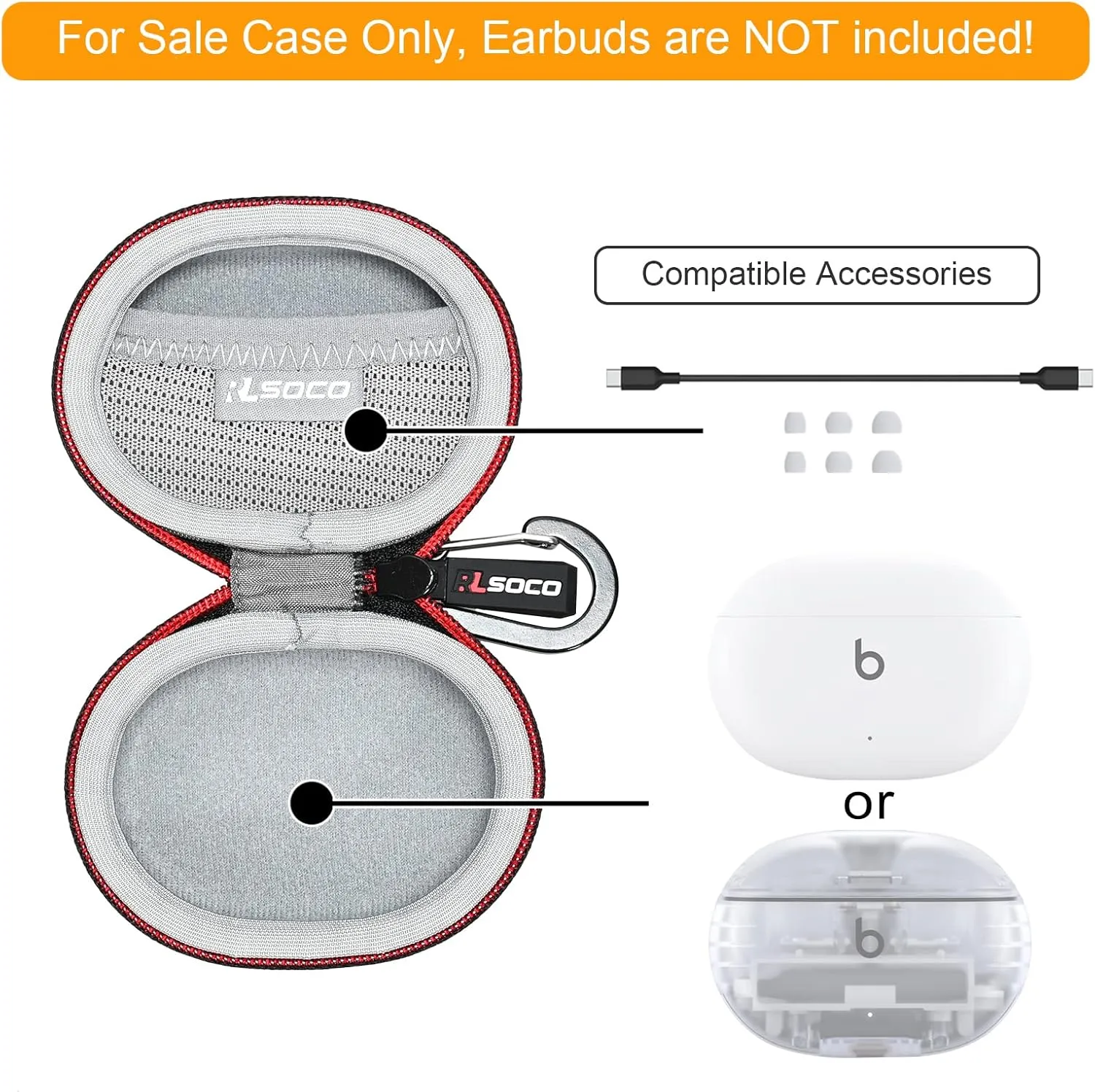 RLSOCO Case for Beats Studio Buds/Studio Buds  True Wireless Noise Cancelling Earbuds (Black)