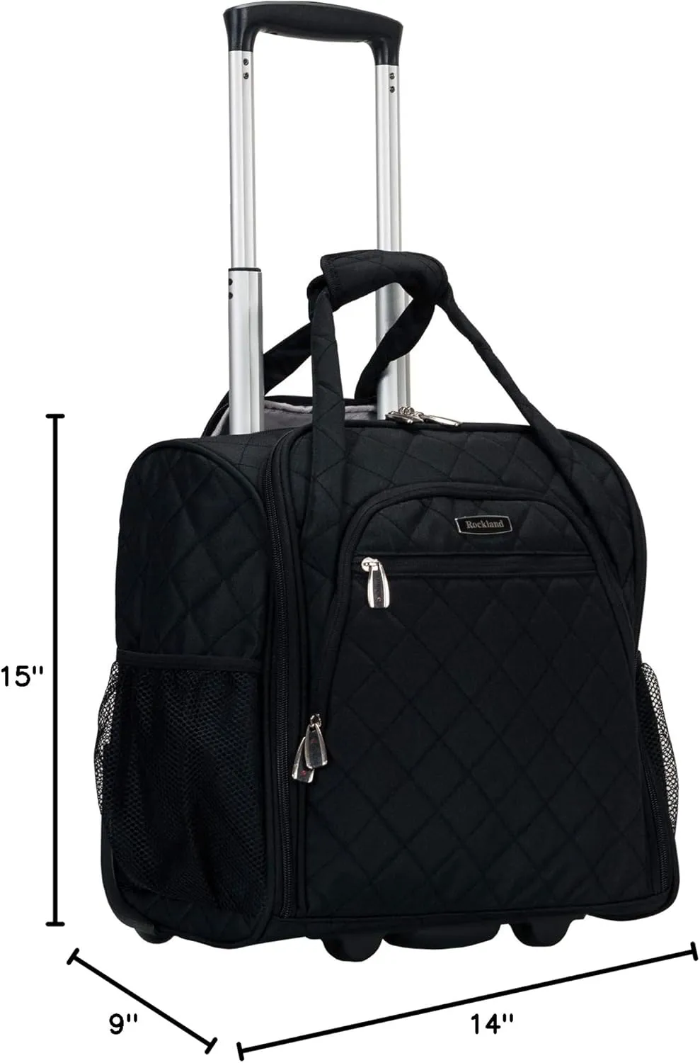 Rockland Melrose Upright Wheeled Underseater Carry-On Luggage, Black, 15-Inch