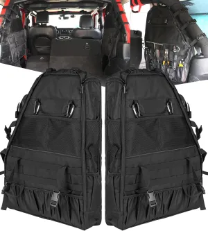 Roll Bar Storage Bag Multi-pocket Rear Cargo Organizers Saddlebag Compatible with 2007-2024 Jeep Wrangler JK JL 4-DOOR(NOT FOR 2-DOOR MODELS)