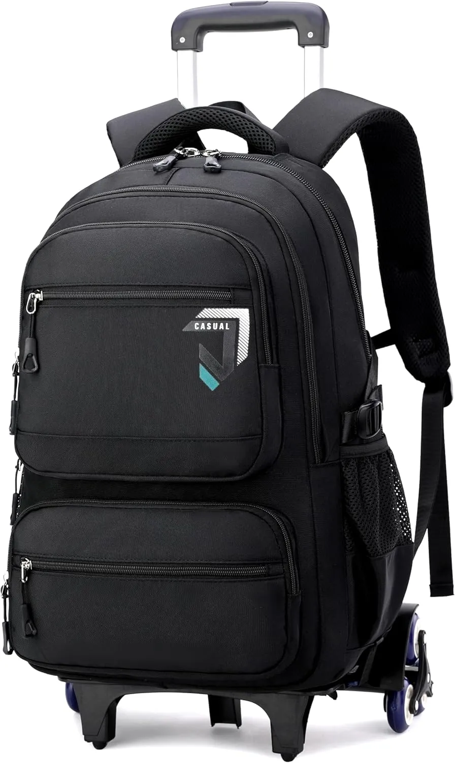 Rolling Backpack for Boys Backpack with Wheels for Kids Roller Laptop School Bag Trolley Bookbag