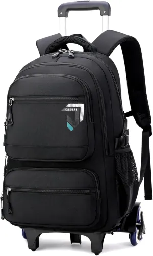 Rolling Backpack for Boys Backpack with Wheels for Kids Roller Laptop School Bag Trolley Bookbag