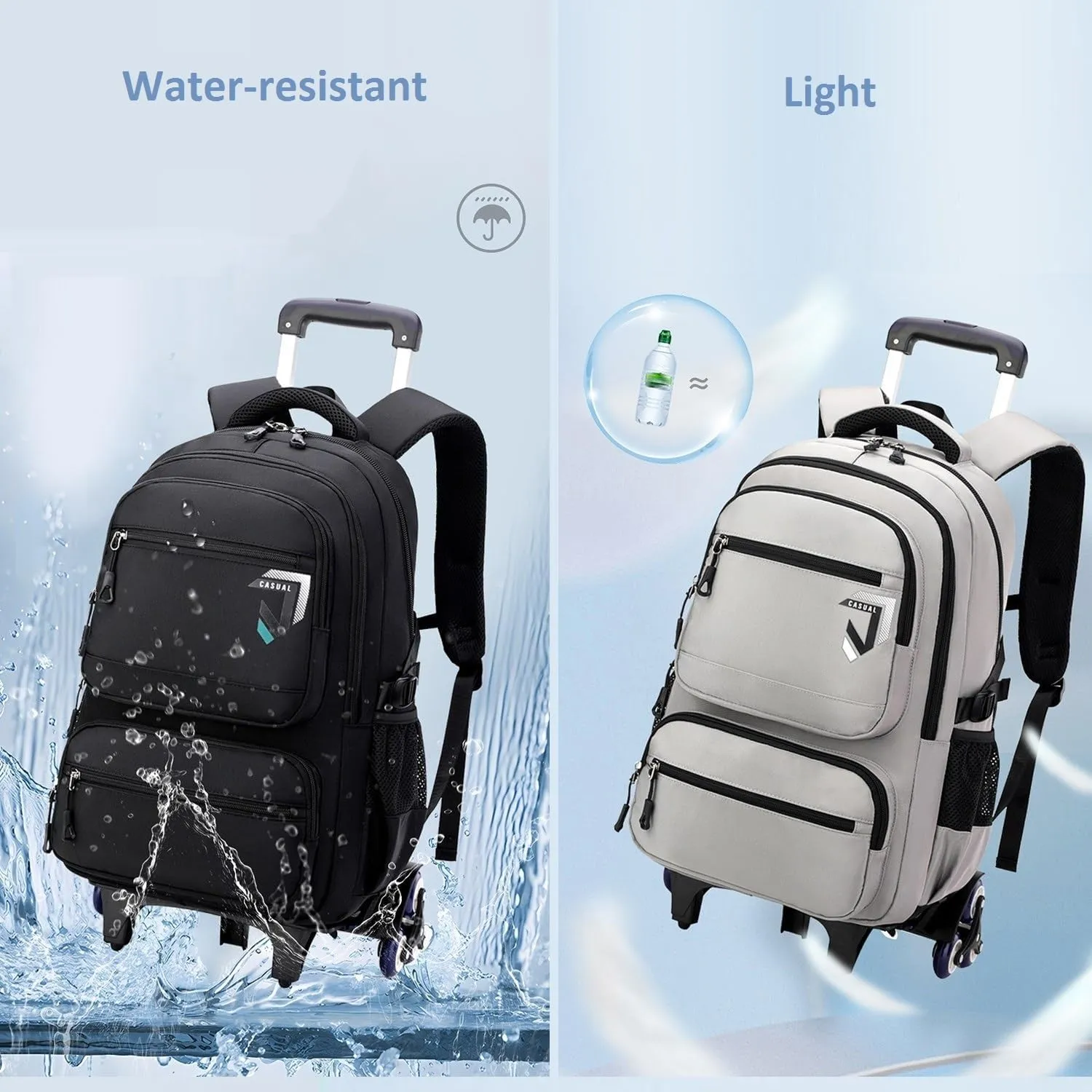 Rolling Backpack for Boys Backpack with Wheels for Kids Roller Laptop School Bag Trolley Bookbag