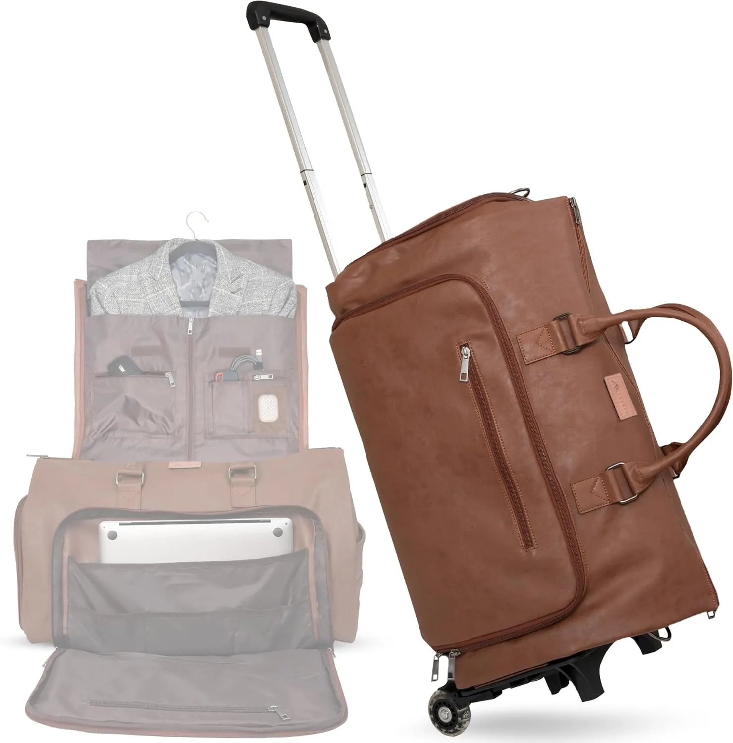 Rolling Garment Bag for Travel. Garment Duffle Bag Luggage Suit for Men and Women. 3 in 1 Carry-on Convertble Garment Bag with Wheels, Grate Gift, Rolling Garment Bag
