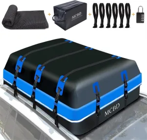 Rooftop Cargo Carrier, 21 Cubic Feet Soft-Shell Waterproof Car Roof Luggage Bag for All Vehicles SUV with/Without Rails, Includes 10 Reinforced Straps   6 Door Hooks,Storage Bag,Anti-Slip Mat