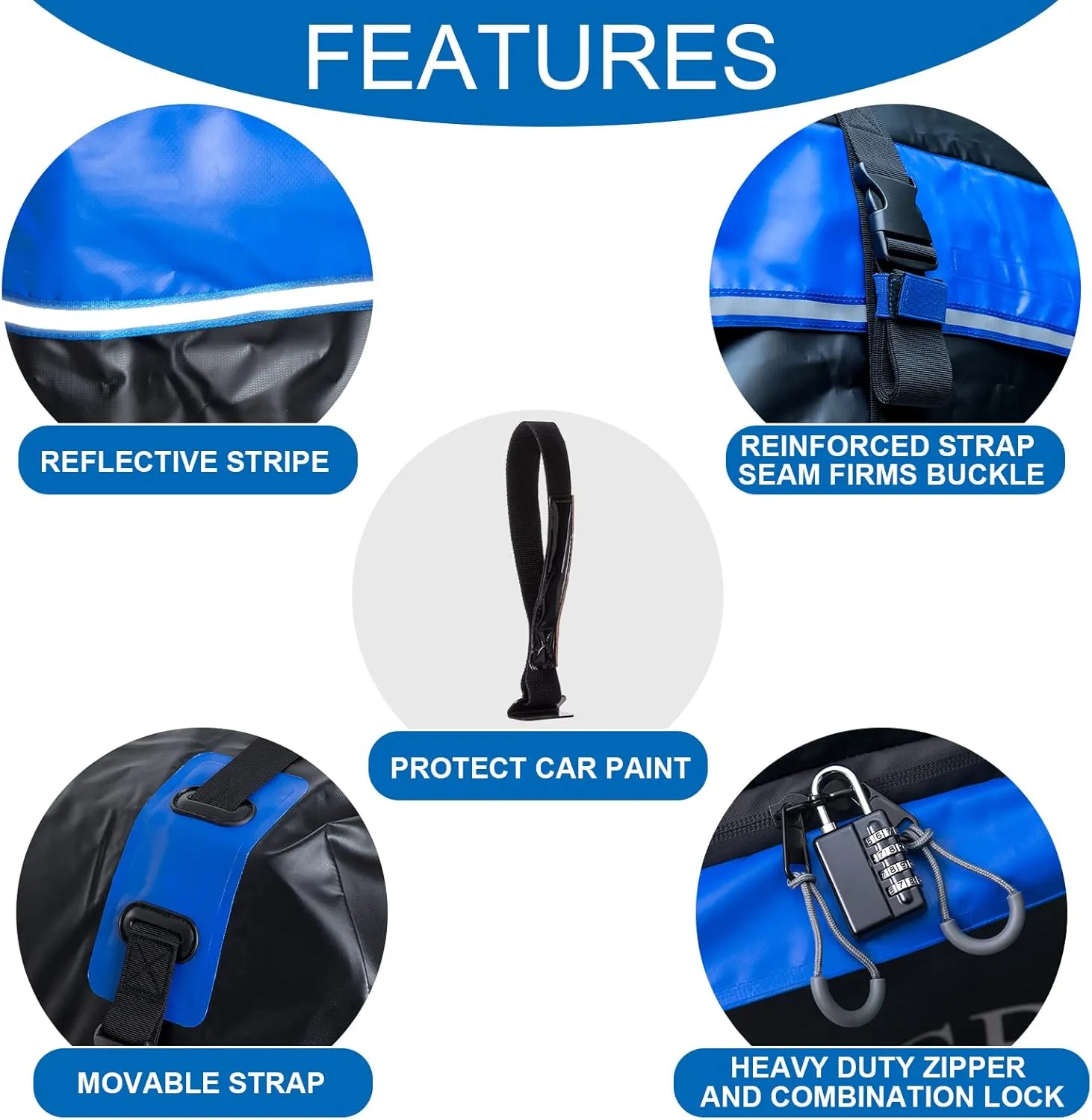 Rooftop Cargo Carrier, 21 Cubic Feet Soft-Shell Waterproof Car Roof Luggage Bag for All Vehicles SUV with/Without Rails, Includes 10 Reinforced Straps   6 Door Hooks,Storage Bag,Anti-Slip Mat