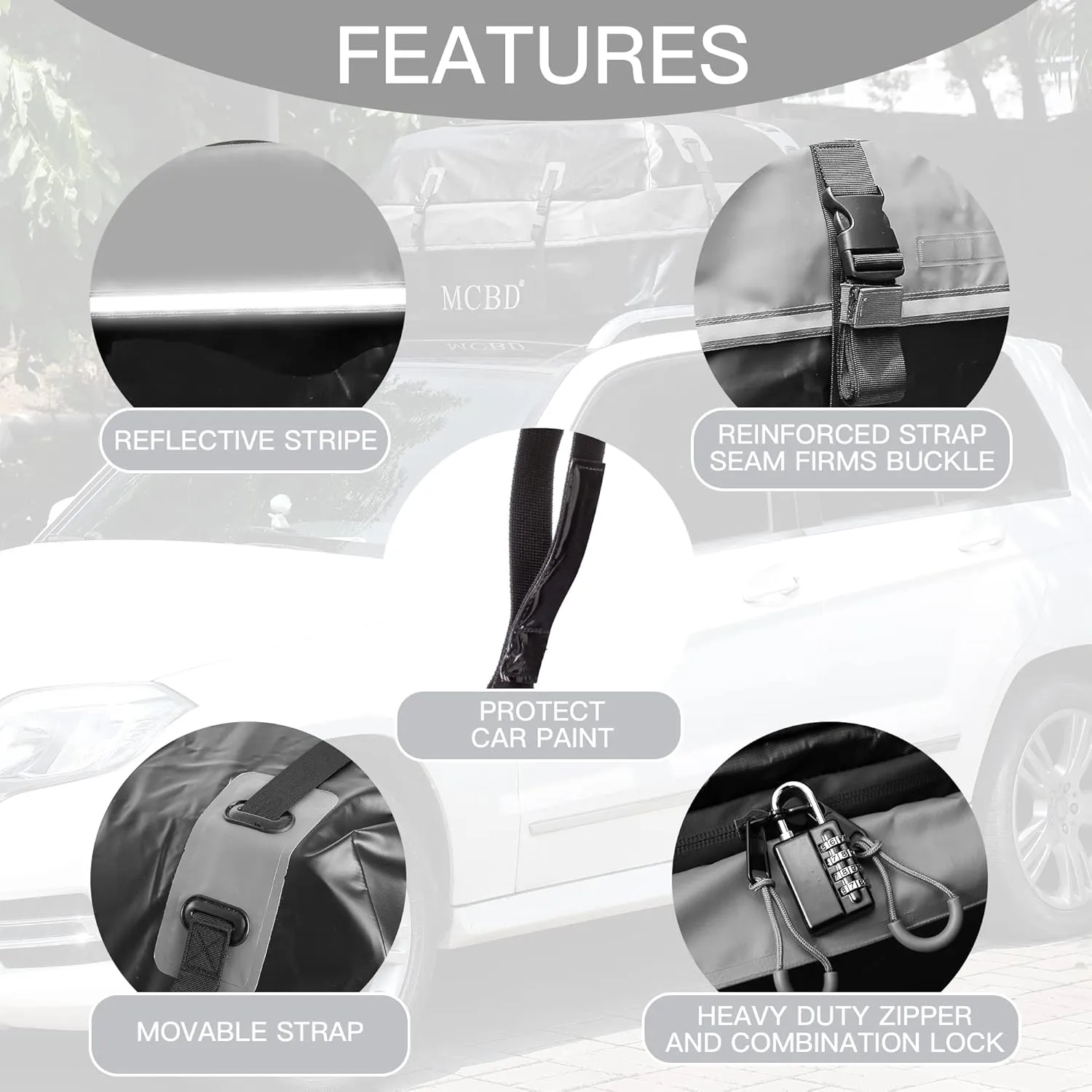 Rooftop Cargo Carrier, 26 Cubic Feet Soft-Shell Waterproof Car Roof Luggage Bag for All Vehicles SUV with/Without Rails, Includes 10 Reinforced Straps 6 Door Hooks Suitable, Storage Bag,Anti-Slip Mat