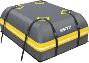 Rooftop Cargo Carrier Bag - KYX 21 Cubic Feet Waterproof Car Roof Bag, Roof Rack Cargo Carrier for All Vehicle with/Without Rack, Car Roof Storage with Anti-Slip Mat, 8 Straps, 4 Door Hooks, Lock