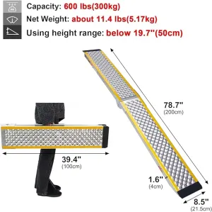 Ruedamann Aluminum Loading Ramp,600 lbs Capacity, 78.7" L Foldable Motorcycle Ramp，Portable ATV, UTV Ramps for Dirt Bikes, Quads, Lawn Mowers, Snow Blowers，Perfect for Trailers and Sheds