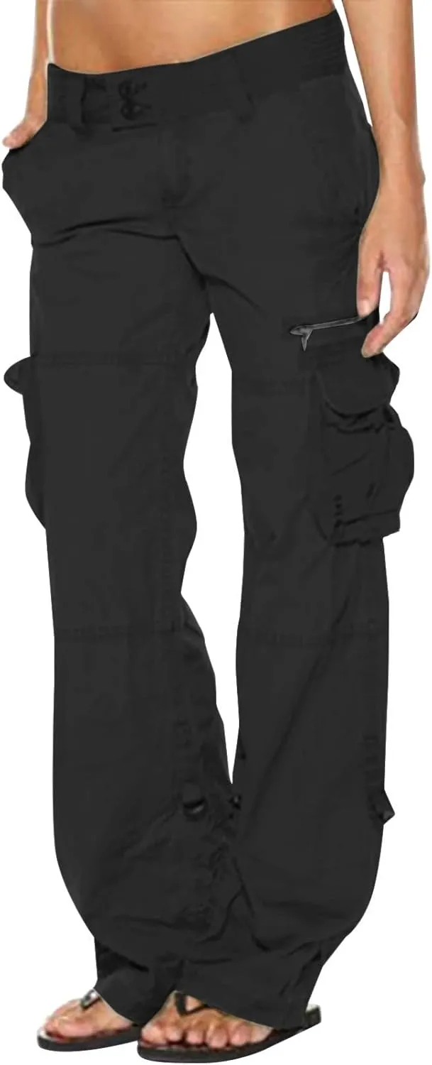 Ruziyoog Women's Tactical Cargo Pants High Waisted Hiking Tactical Army Combat Work Combat Military Trouser with Multi-Pocket