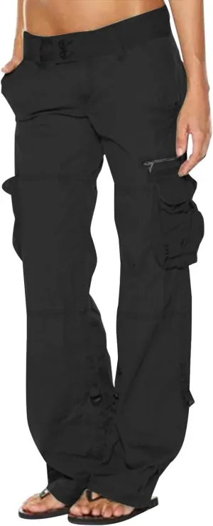 Ruziyoog Women's Tactical Cargo Pants High Waisted Hiking Tactical Army Combat Work Combat Military Trouser with Multi-Pocket
