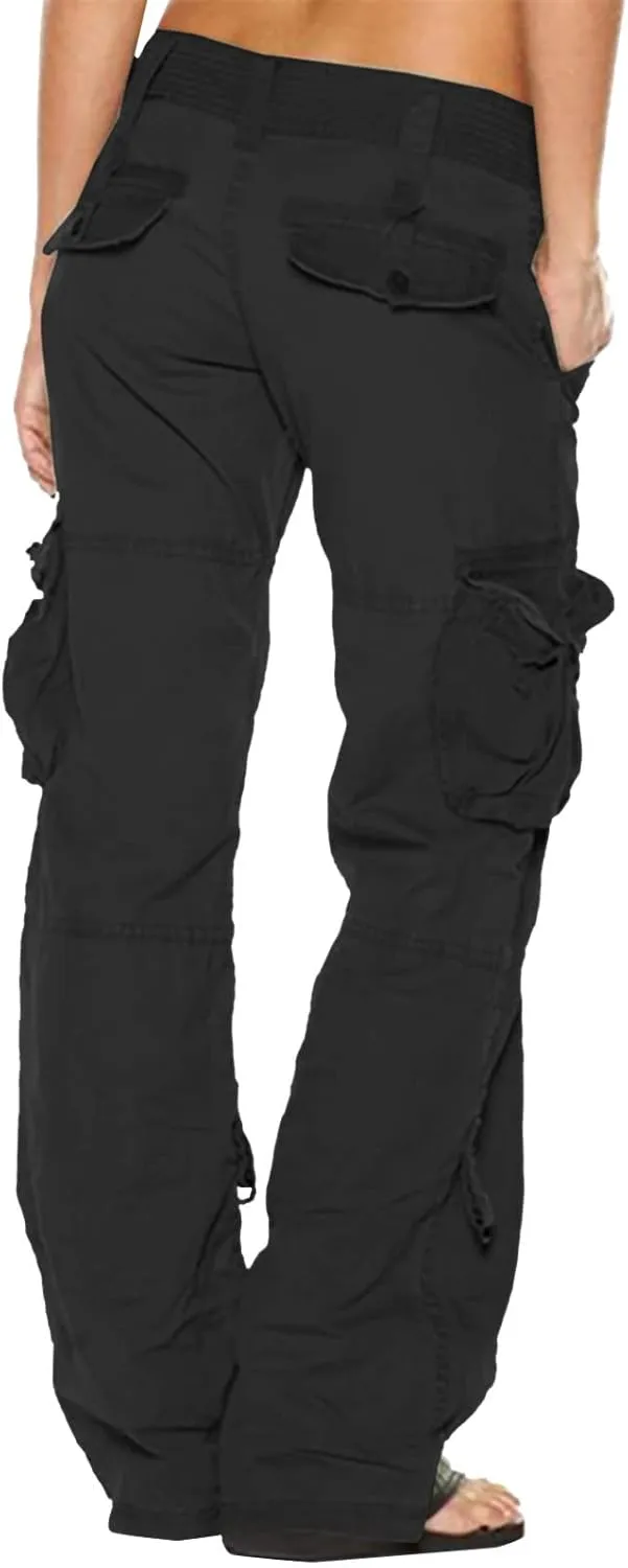 Ruziyoog Women's Tactical Cargo Pants High Waisted Hiking Tactical Army Combat Work Combat Military Trouser with Multi-Pocket