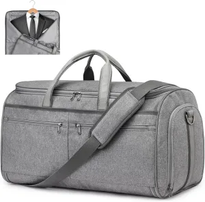S-ZONE 50L Convertible Travel Garment Bag Carry on Garment Duffel Bag for Men Women 2 in 1 Hanging Suitcase Suit Business Travel Bag, Gray